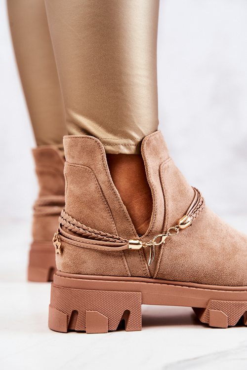 Suede Boots Pracovníci s pruhmi béžový moriah