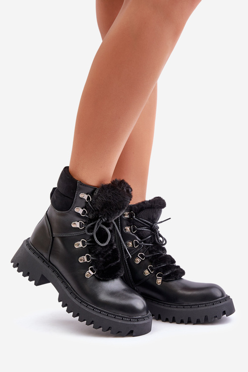 Zateplené kotníkové boty na zip z eko kůže černé Willatta
