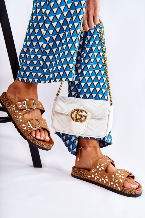 Semišové pantofle s kamínky Hnědé Dalvio