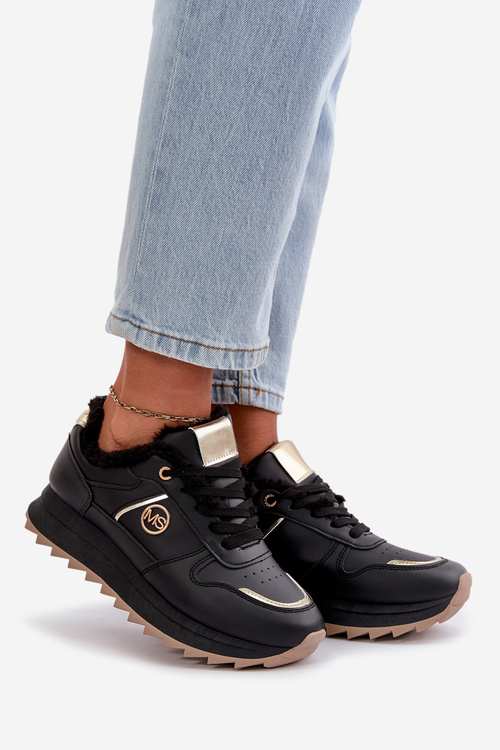 Dámské Sportovní Boty Zateplené Kožíškem Na Platformě Černé Lerisas