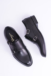Kožené elegantní pánské boty Monk černé
