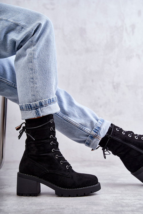 Dámské zateplené kozačky na vysokém podpatku černé Julieta