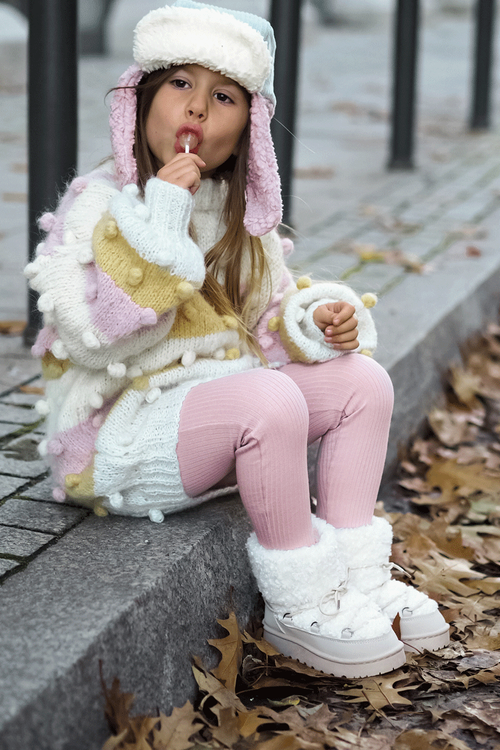 Teplé topánky Snehové topánky zviazané béžové Asija