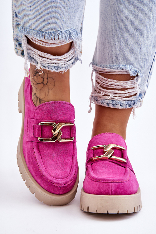 Módne semišové topánky Loafer Fuksja lemar Rayhan