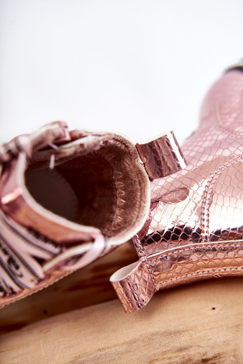 Dětské teplé kožené kozačky Růžový Dottie