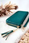Velká Prošívaná Peněženka s Popruhem Zelený
