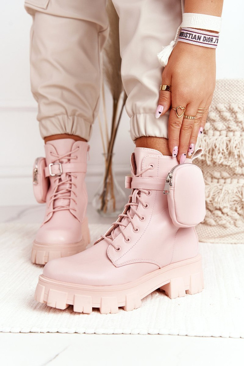 Kotníkové Boty S Podrážkou S Kabelkou Růžové Saturday