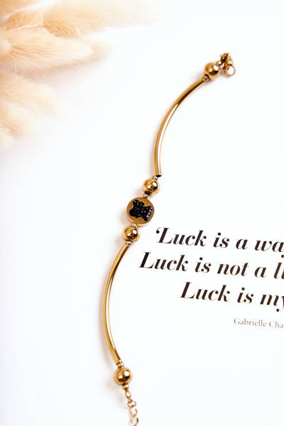 Módny nastaviteľný náramok so zlatým medvedíkom