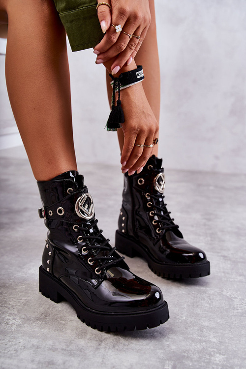 Maľované dámske topánky s gombíkami čierna leticia