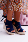 Dámske sandále na kliny námornícke modrá yenga