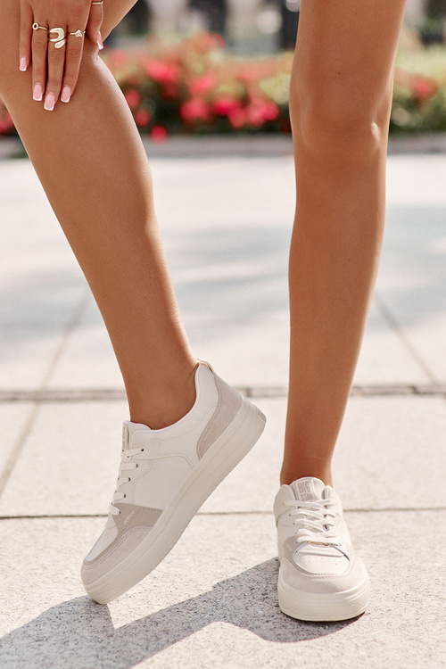 Dámské Nízké Tenisky Z Eko Kůže Big Star OO274029 Béžové