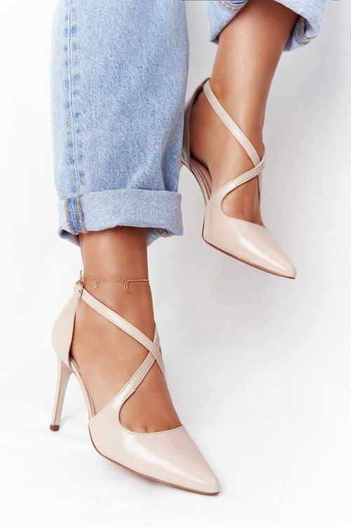 Elegantné kožené kožené špendlíky visconi 7400 béžová