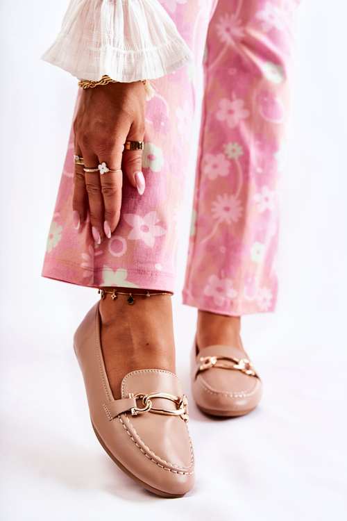 Kožené mokasíry s dekoráciou béžový millario