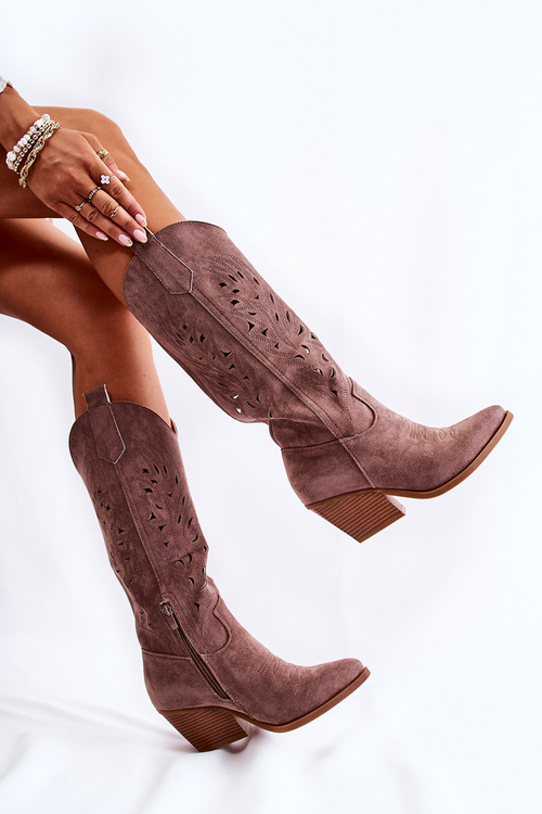Suede Boots Cowboy topánky s otvoreným modelom hnedá naya