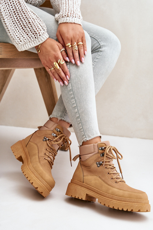 Dámske Šnurovacie Čižmy Camel Rabaria