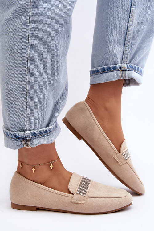 Dámske mokasáre s kamienkami Beige ralrika