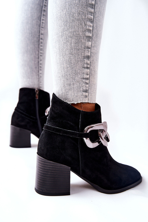 Kožené Boty s řetězem Laura Messi Černá 2345