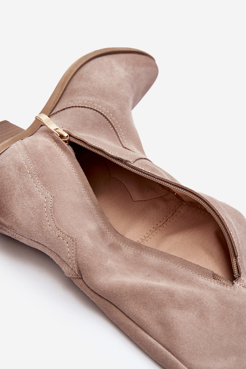 Zazoo 3427 Dámske Semišové Kozáčiky Kowbojky Cappuccino