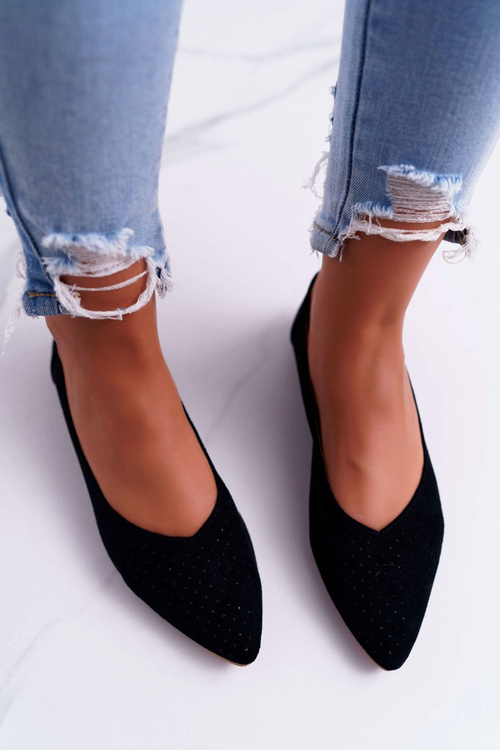 Dámské Baleríny Lu Boo Perforované Černé Dessert