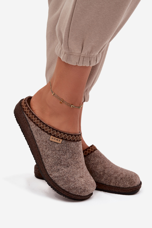 Ženské pantofle s výšivkou Inblu NL000009 tmavě béžové