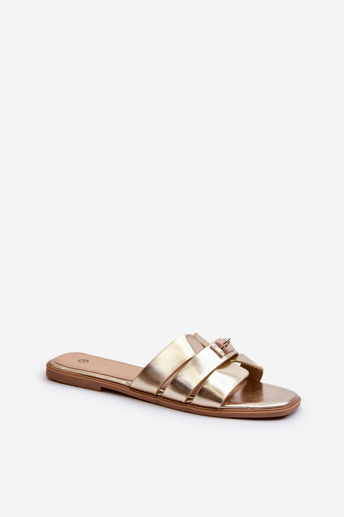 Dámske ploché sandále s ozdobou zlato Kavinia