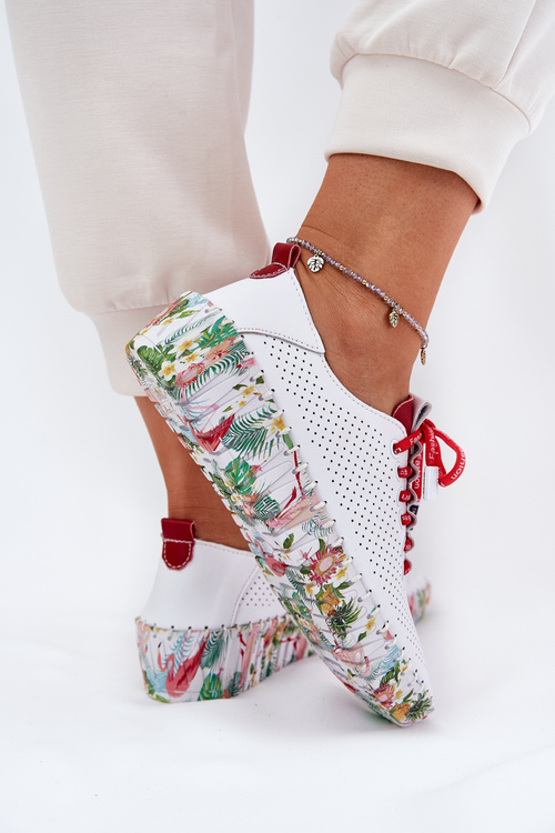 Dámske Kožené Topánky Na Klíne Artiker 56C1799 Bielo-Strieborné