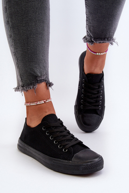 Dámske klasické nízke čierne tenisky Caelira