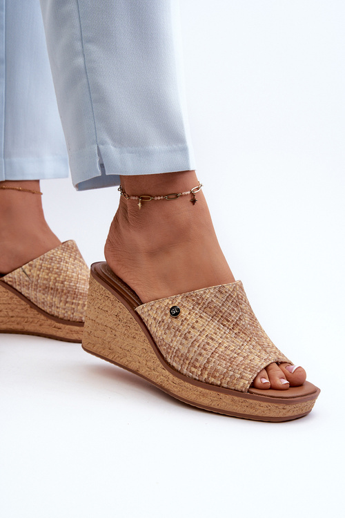 Dámske sandále na platforme Sergio Leone KL213 Beige