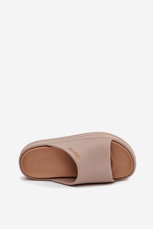 Dámské Pantofle Na Platformě Big Star SS274424 Tmavě Béžové