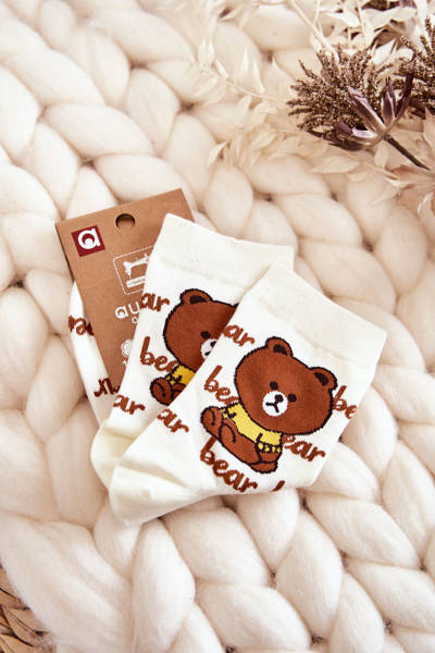 Dámské bavlněné ponožky medvídek Béžove