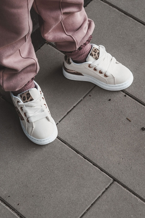 Kožené sportovní boty Leopardí bílá Trixie