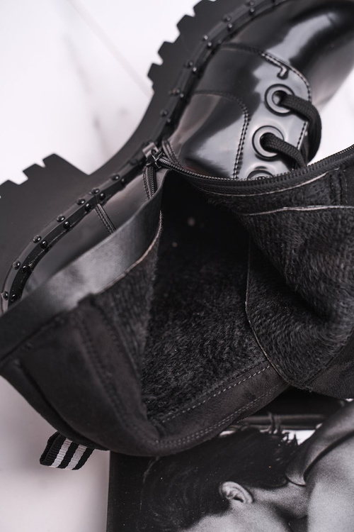 Dámské Kotníkové Boty Lakované Černé Head Up