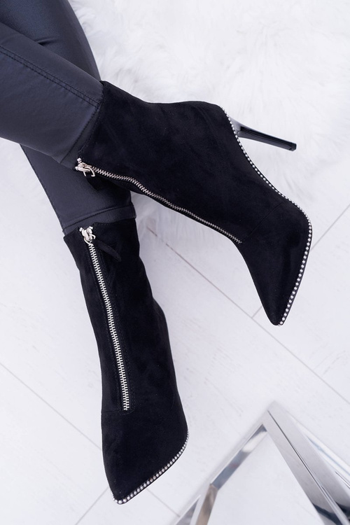 Dámske vysoké podpätky lu boo dva semišové posúvače čierne Suzy