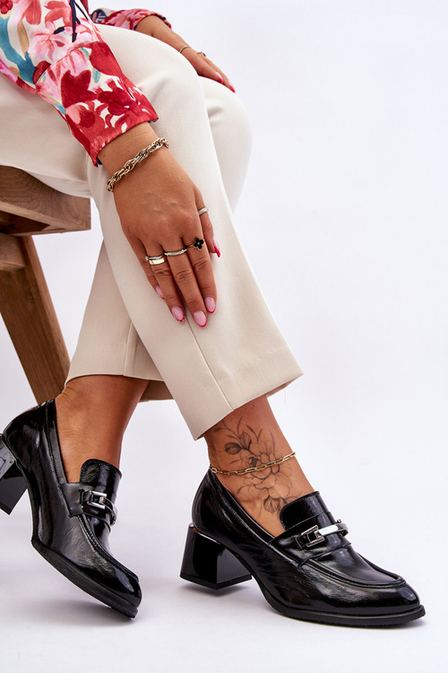 Pohodlné lakované lodičky Černé Damira