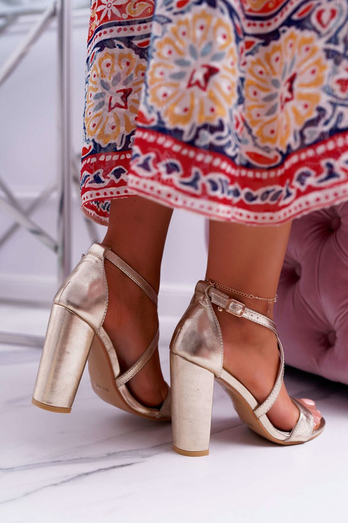 Dámské Sandály na podpatku zlaté Klaira