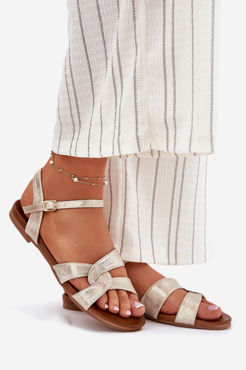 Ploché Lesklé Sandále Dámske S.Barski KV51-022 Zlaté