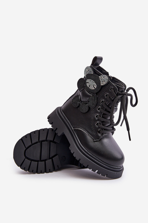 Zateplené Dívčí Boty S Medvídkem Na Zip Černé Relobia