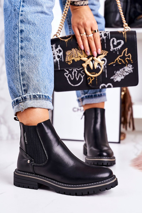 Dámské Teplé Chelsea Boty Černé Traveler