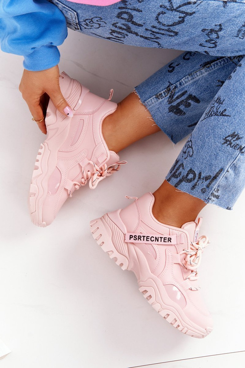 Dámske tenisky na masívnom jedinom ružovom smiechu