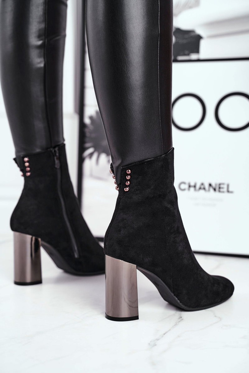 Dámské Kotníkové Boty Na Podpatku Černé Trens