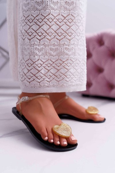 Dámské Gumové Sandály  Se Srdcem Zlaté Imanda