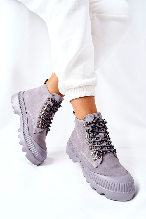 Kožené Turistické Boty Big Star II274365 šedé