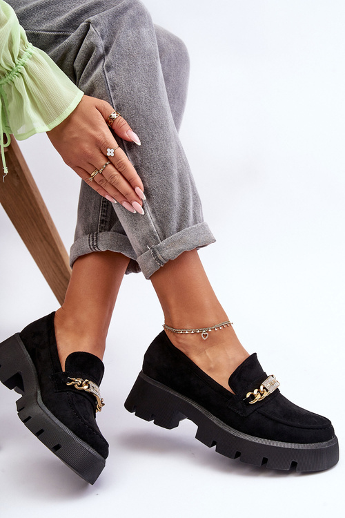 Klasické semišové mokasíny na masívnej platforme Czarne Catch Me!