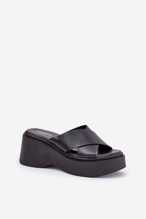 Dámské Pantofle Na Platformě A Klínu Černé Nelithraea