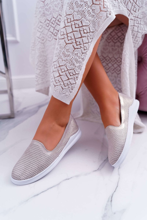 Women's Polobotky Slip-on ords Kožené Zlaté Lordi