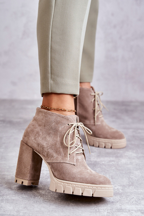 Módne semišové čipky -up béžová selma