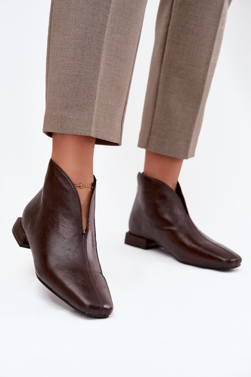 Dámské kotníkové boty na jemném podpatku čokoládové Elvienne