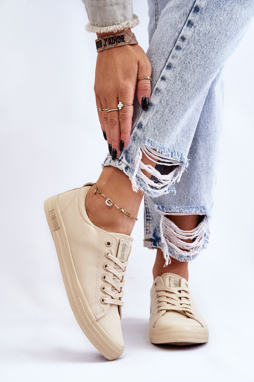 Dámska hladká nízka veľká hviezda LL274061 Béžové tenisky