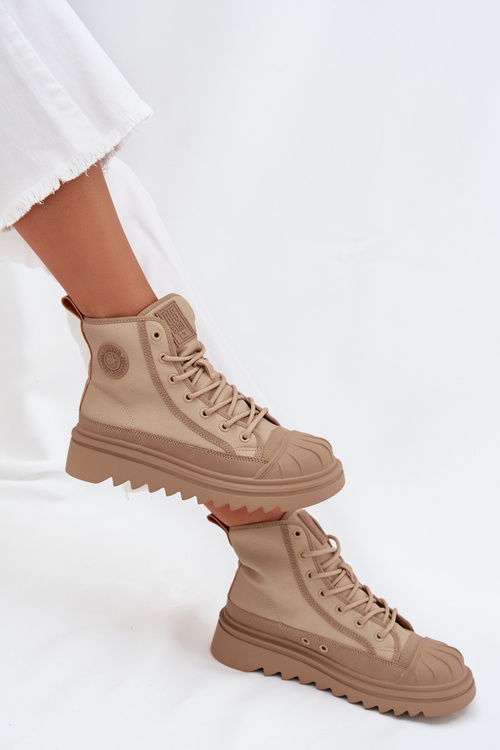 Vysoké Dámske Tenisky Zateplené Big Star OO274A356 Béžové