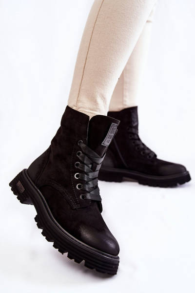 Dámske semišové topánky veľká hviezda KK274503 čierna